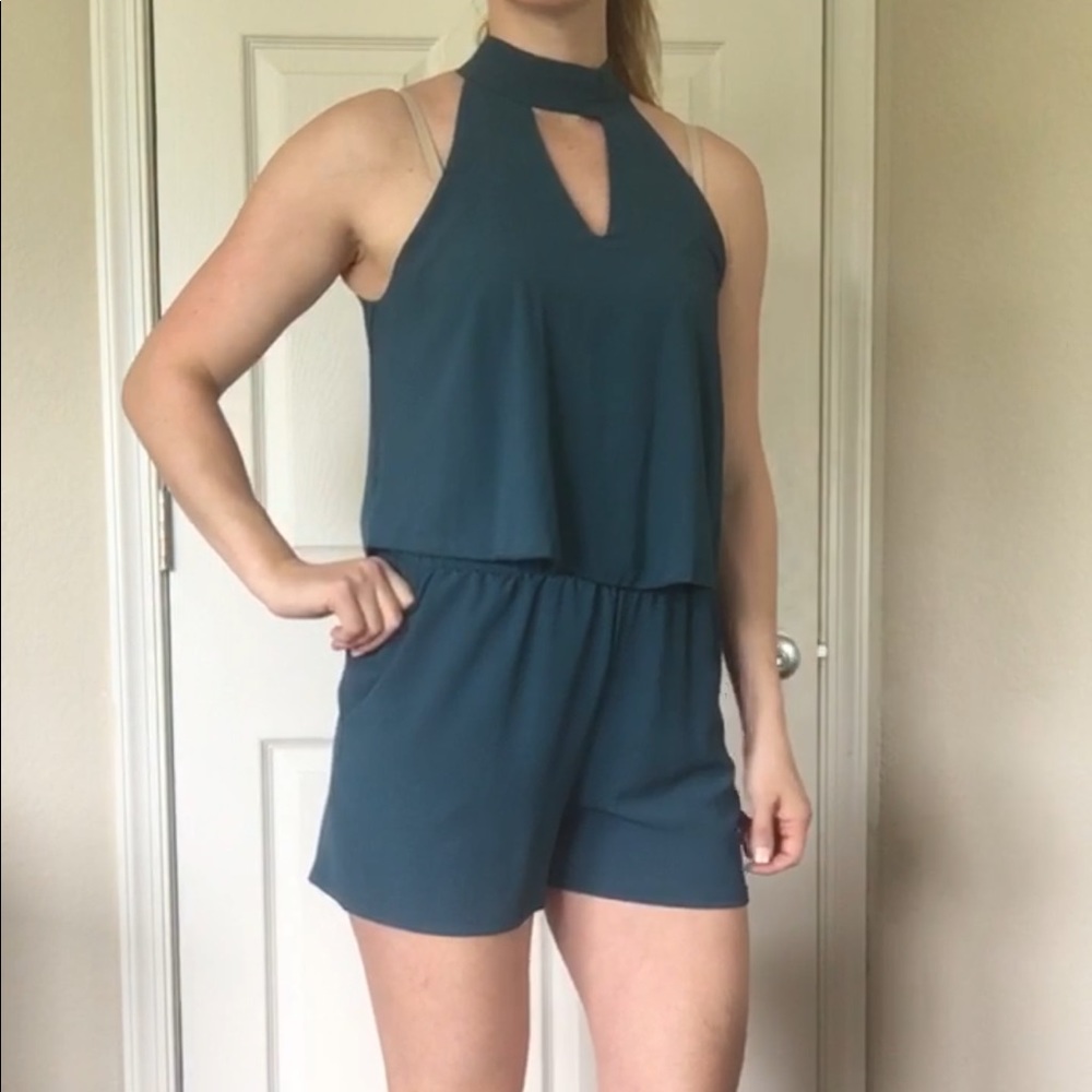 Tie Back Romper in Dark Teal
